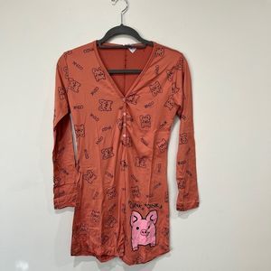 Ximena Pig One piece long sleeve/short PJs